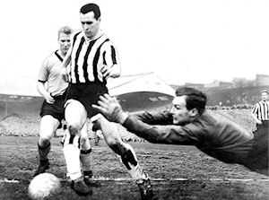 Len White in action - Newcastle United legend
